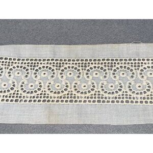 Vintage Cream Cotton Lace Trim 2 Yards 34 Inches with Intricate Floral Patterns